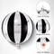 Black and Silver Striped Balloons, 22 Inch Metallic Round Foil Balloons-	Black and Silver